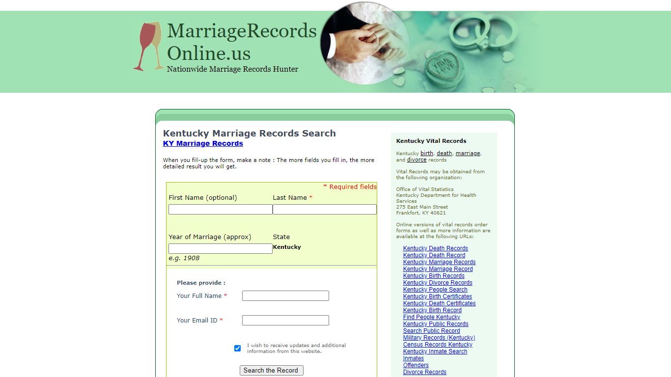 Kentucky Marriage Records Search